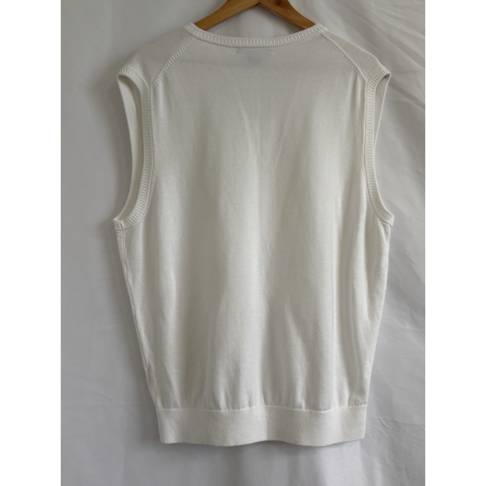 Daniel Cremieux Men's White V-Neck 100% Cotton Sweater Vest L Lightweight - Picture 3 of 3